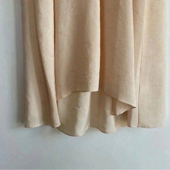 Vince Poet Long Sleeve Dress in Sandalwood Beige Textured Sheer Asymmetrical Hem - Picture 10 of 16